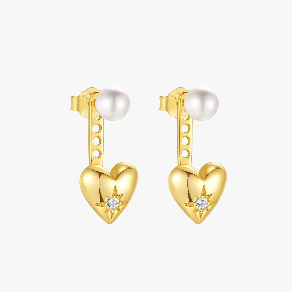 Pendientes colgantes con forma de corazón de perla