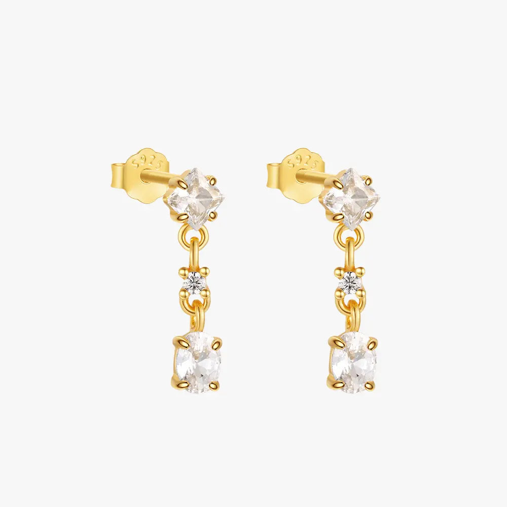 Sparkling Zircon Dangle Stud Earrings