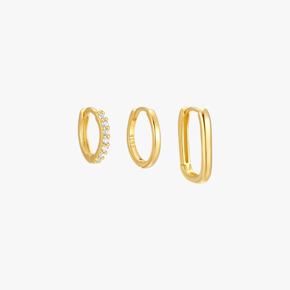 Elegant Trio Hoop Earrings Set