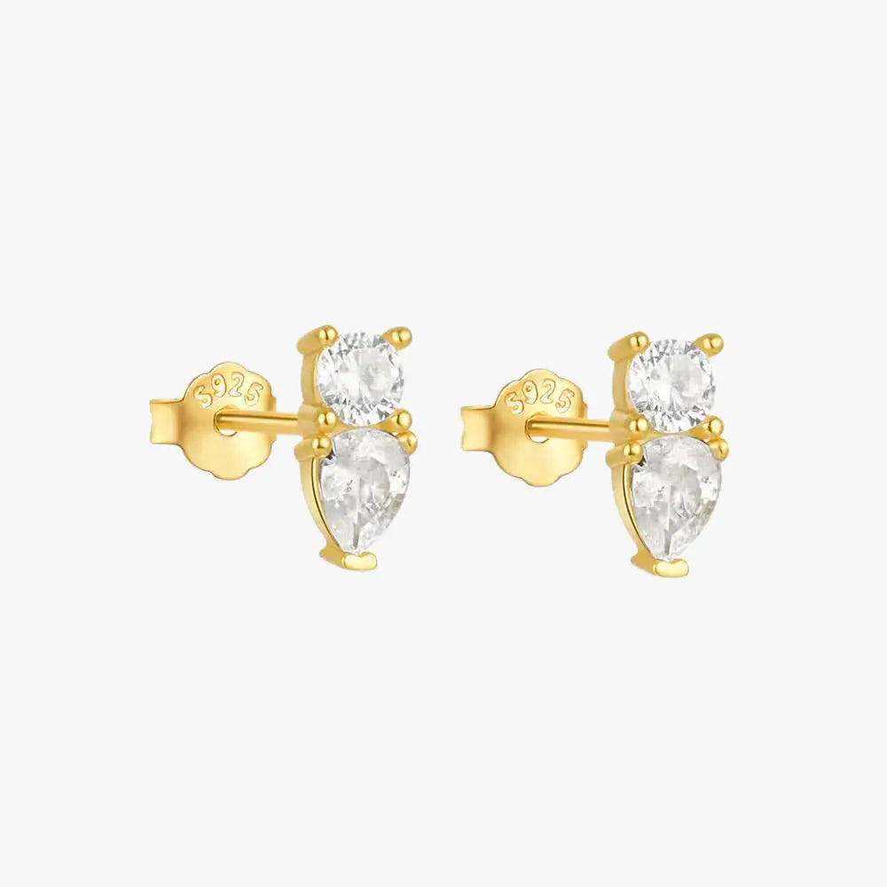 Boucles d'oreilles à tige en forme de larme et de zircone ronde