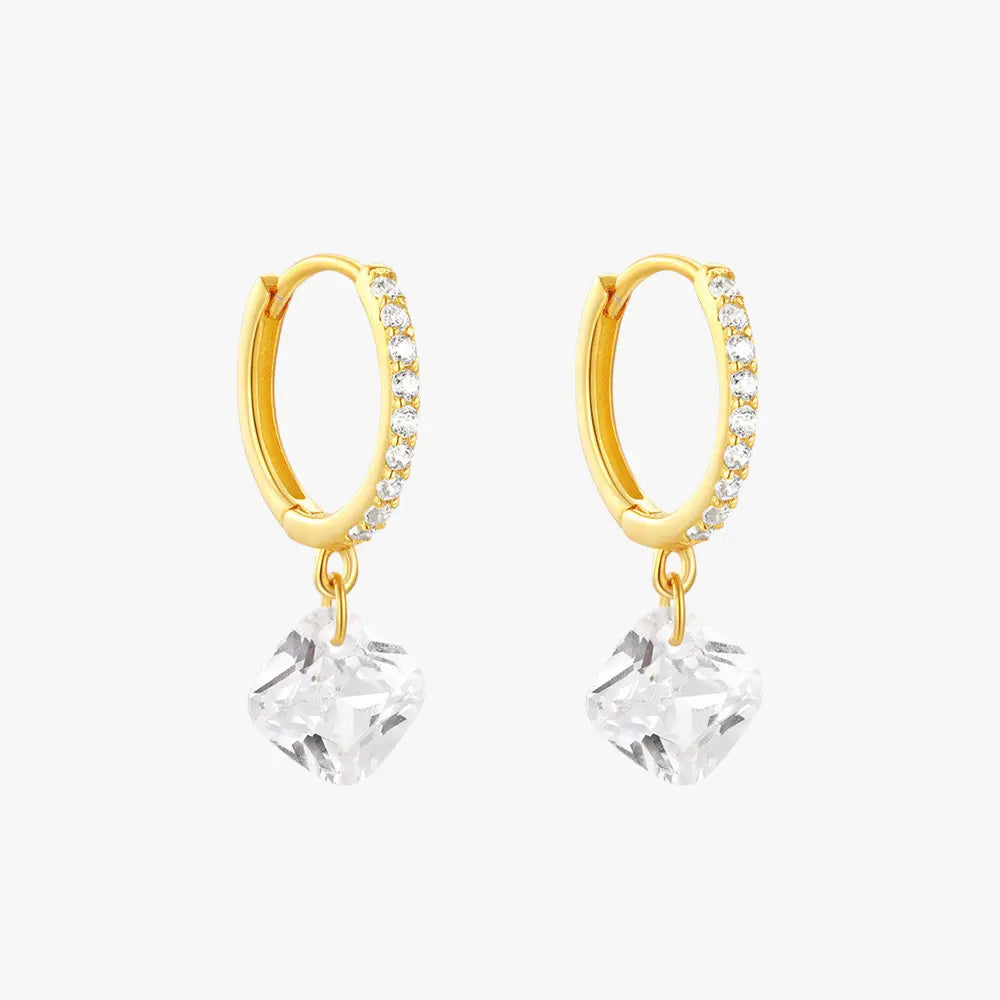 Square Drop Hoop Earrings