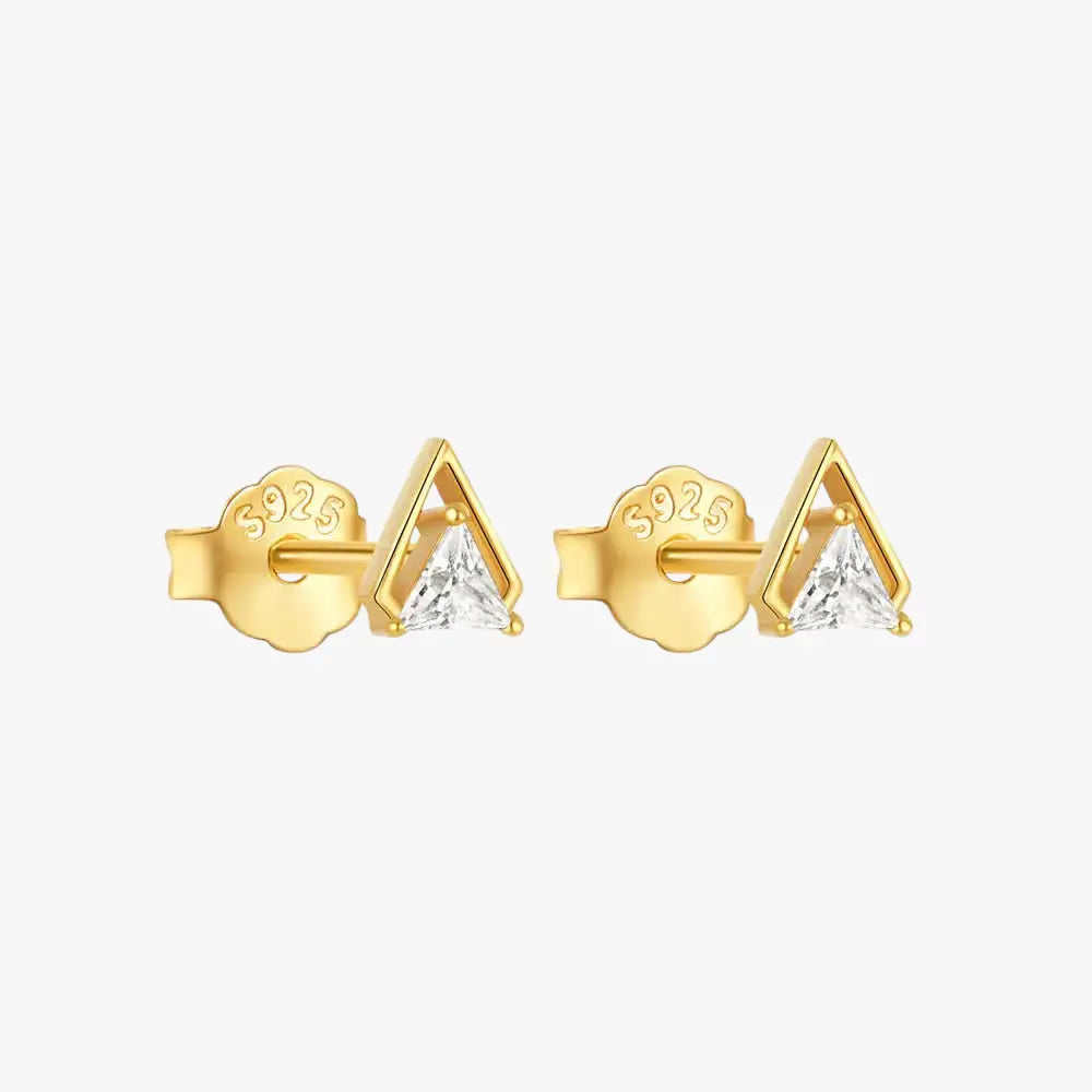 Geometric Triangle Zirconia Stud Earrings