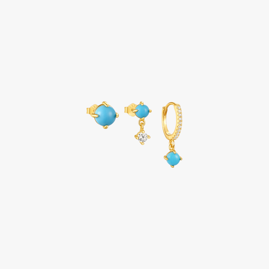 Azure Charm Hoop Earring Set