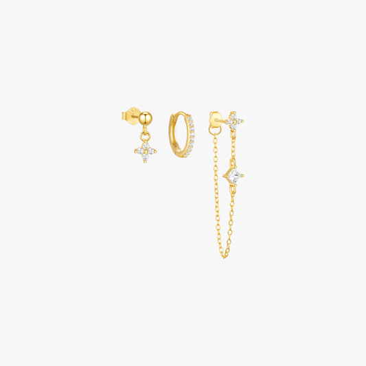 Stellar Elegance Chain Tassel Earrings Set