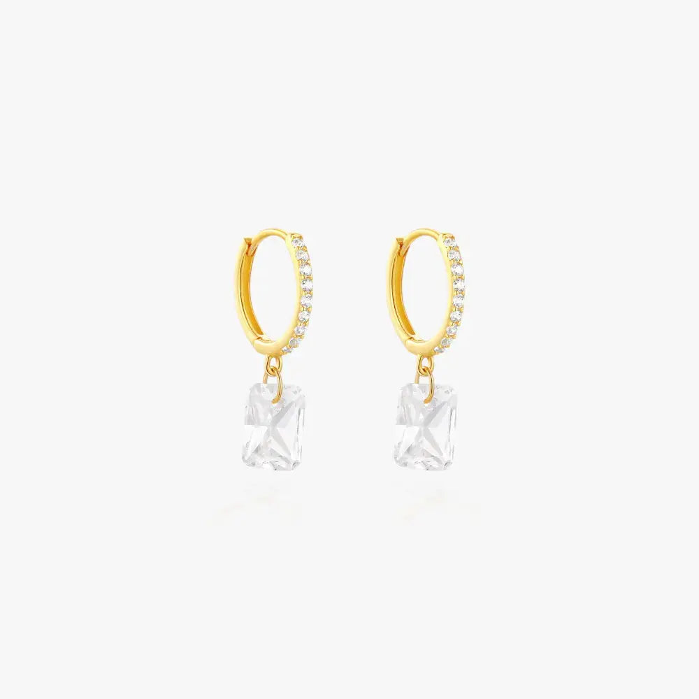 Rectangle Drop Hoop Earrings