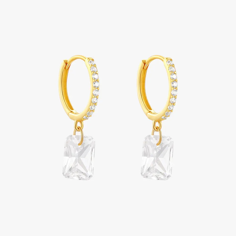 Rectangle Drop Hoop Earrings