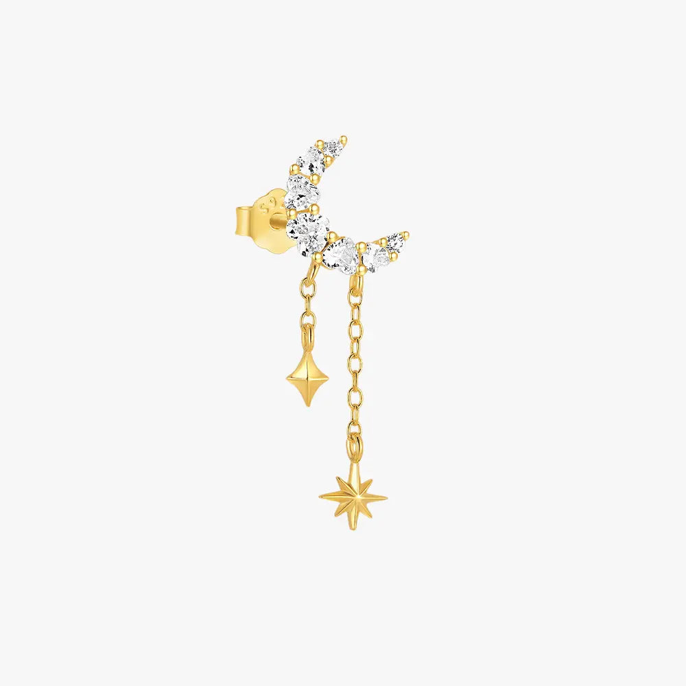 Moon and Star Drop Earrings