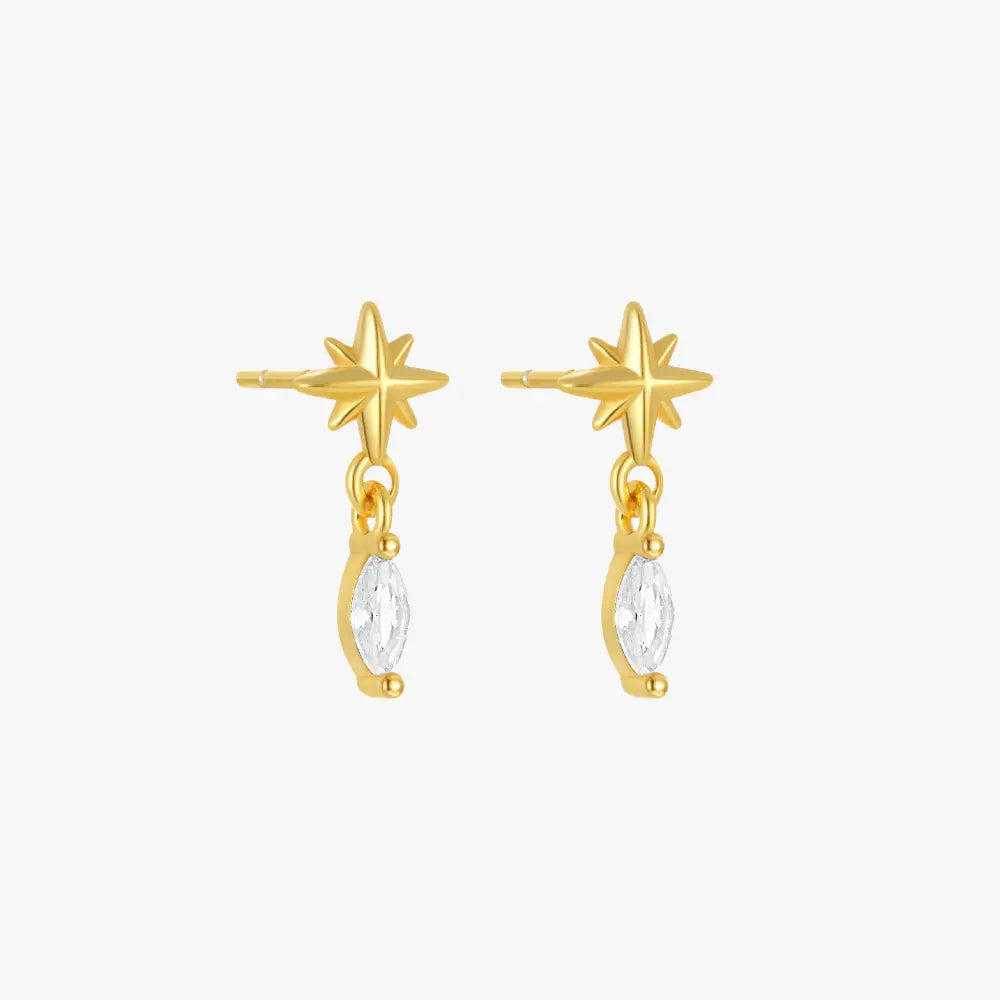 Star Drop Earrings with Zirconia