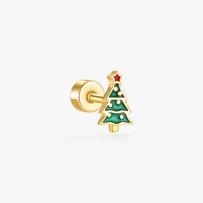 925 Sterling Silver Christmas Tree Stud Earring