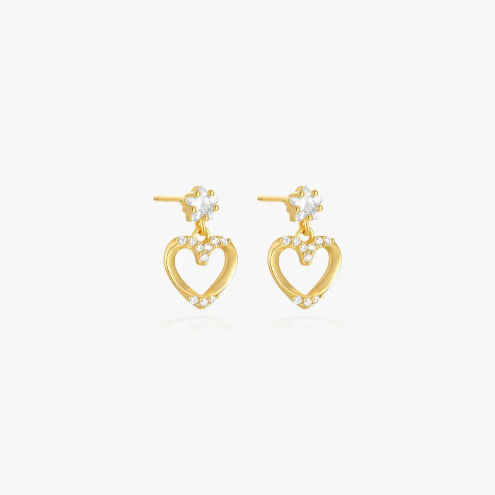 Heart-Shaped Zirconia Drop Earrings