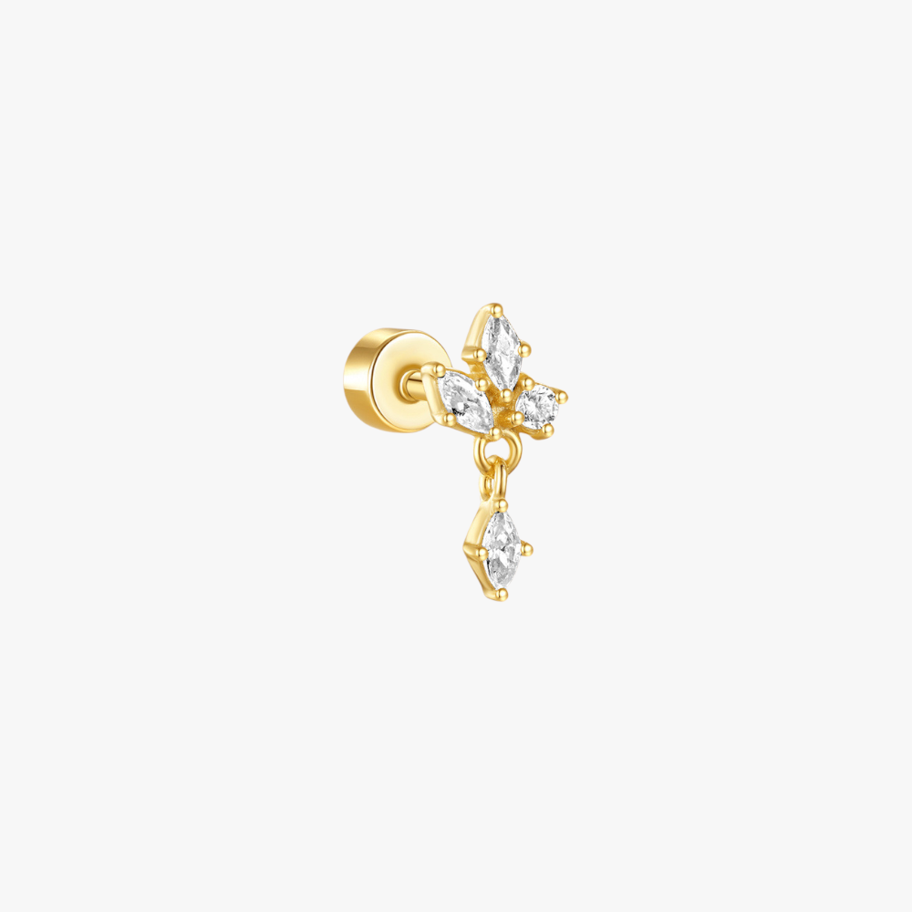 Geometric Marquise Zirconia Drop Piercing Stud