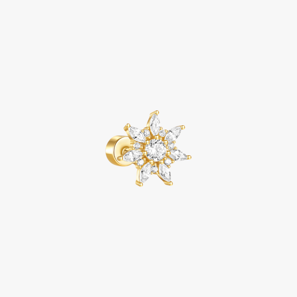 Sunburst Zirconia Flower Cartilage Stud