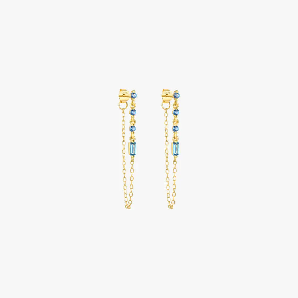 Blue Cascade Chain Earrings