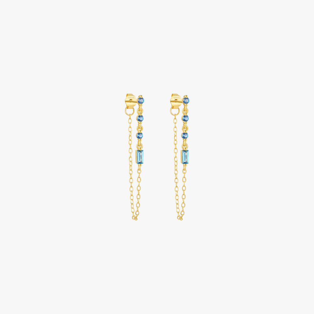 Blue Cascade Chain Earrings