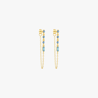 Blue Cascade Chain Earrings