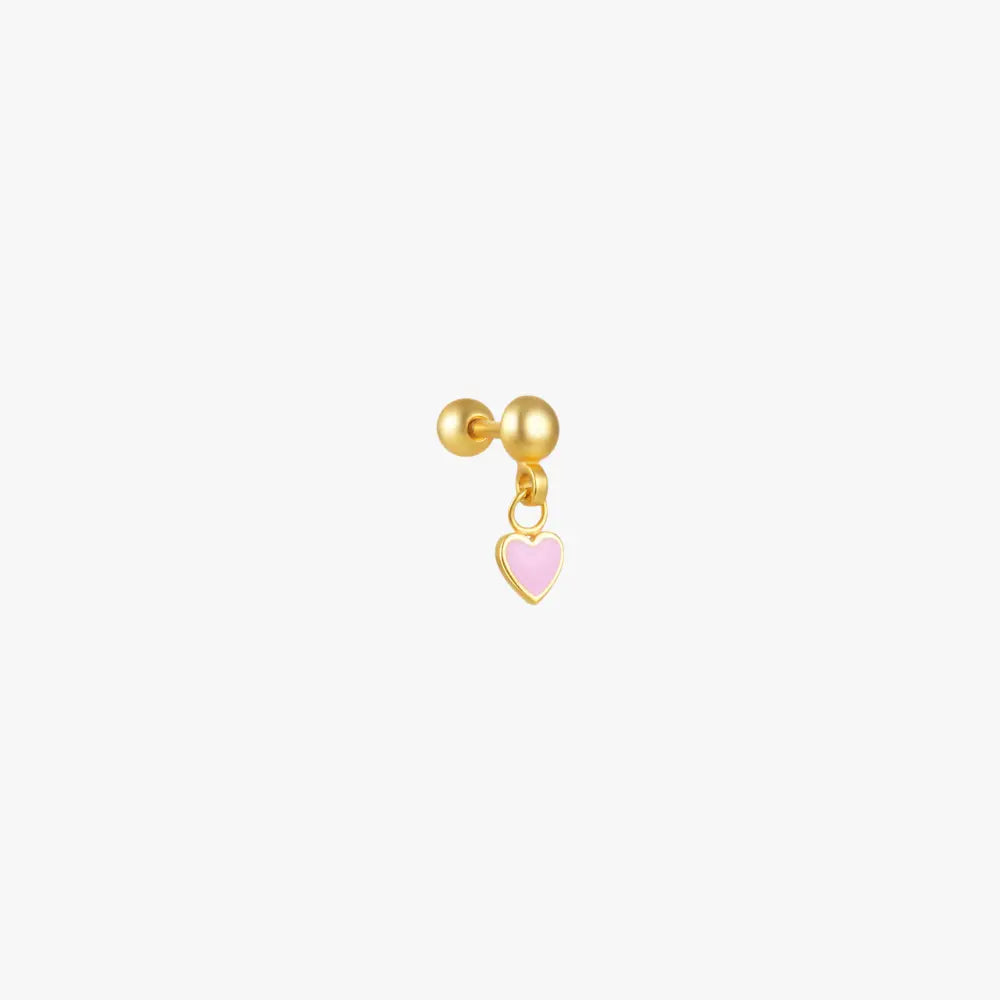 Pink Heart Dangle Piercing Stud