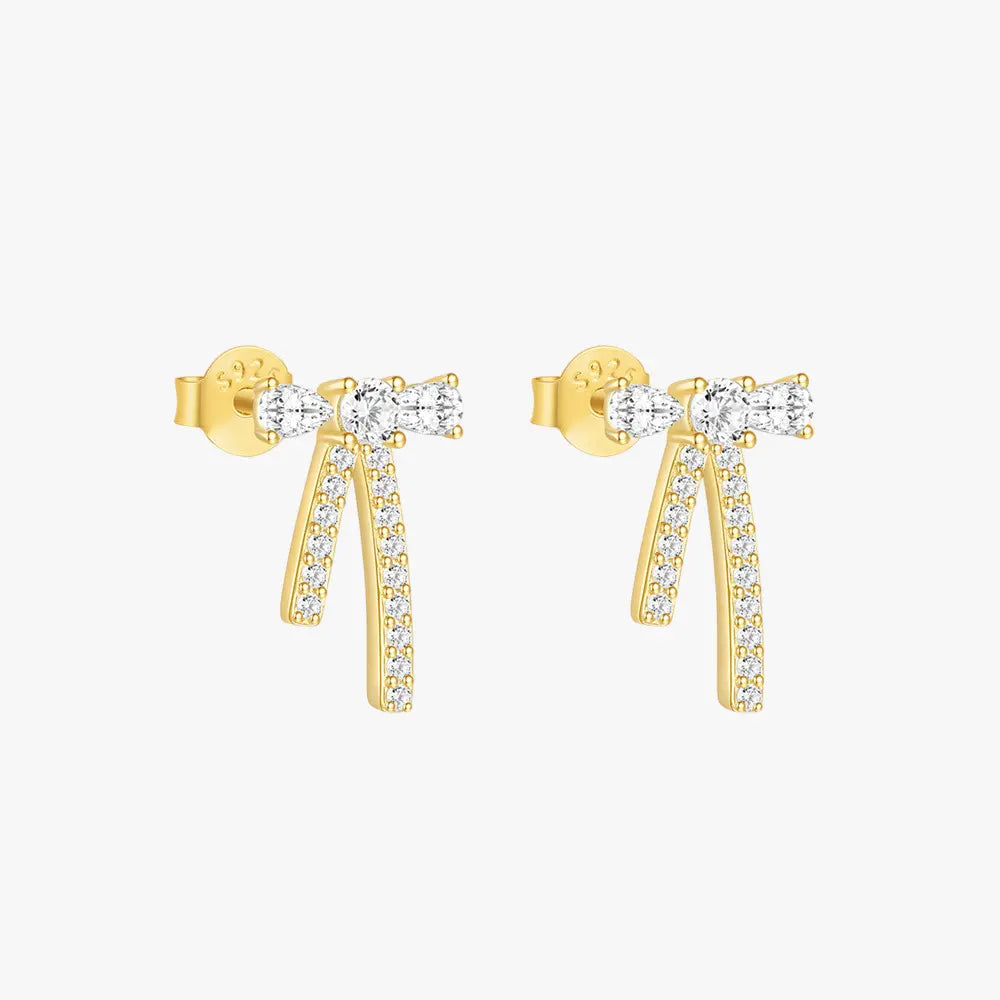 Crystal Bow Ribbon Stud Earrings