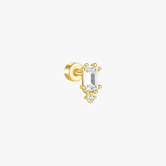 Geometric Baguette-Cut Zirconia Barbell Cartilage Stud Earring