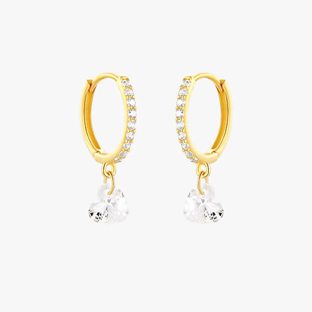 Heart-Shaped Drop Hoop Earrings