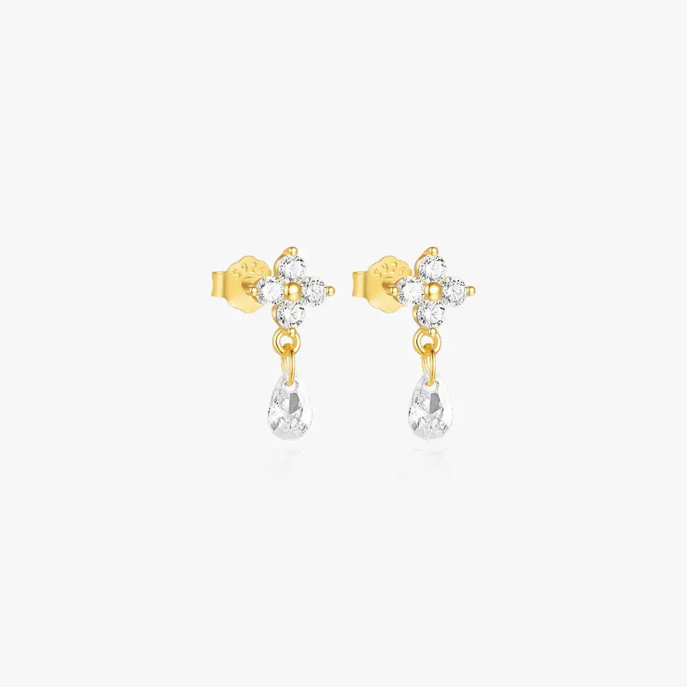 Elegant Zircon Flower Drop Earrings