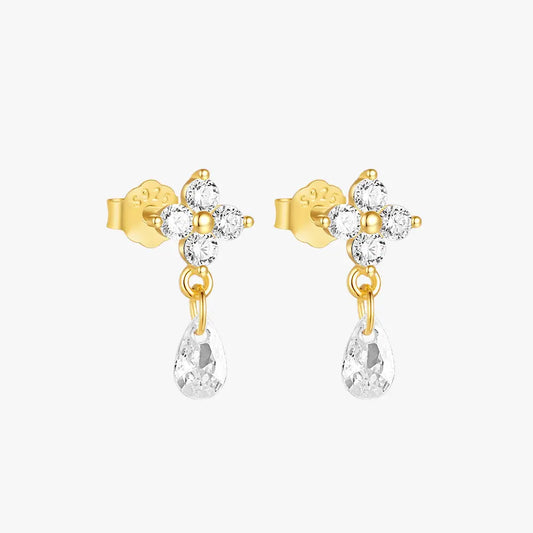 Elegant Zircon Flower Drop Earrings