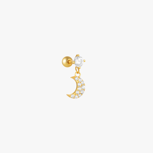 Crescent Moon Drop Cartilage Stud