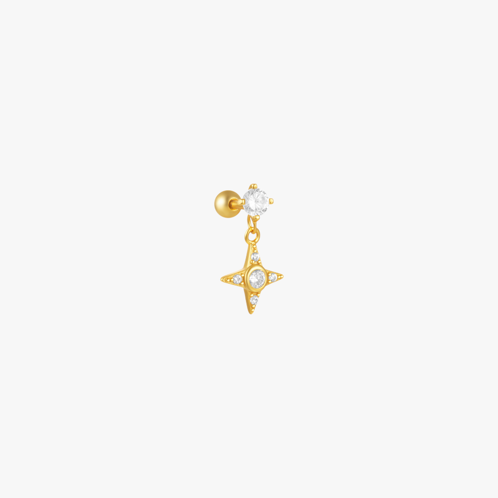 Zirconia Star Dangle Piercin Stud