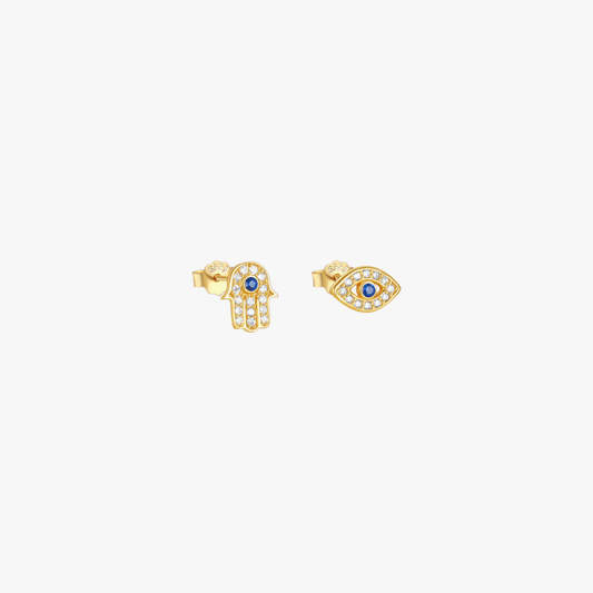 Hamsa & Evil Eye Stud Earrings