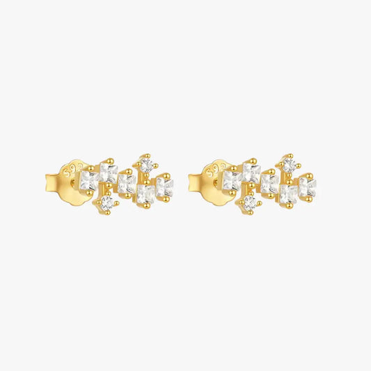 Irregular Square Zircon Fashion Stud Earrings