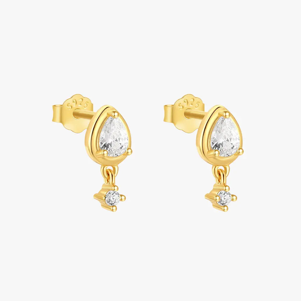 Pear-Cut Zirconia Drop Stud Earrings