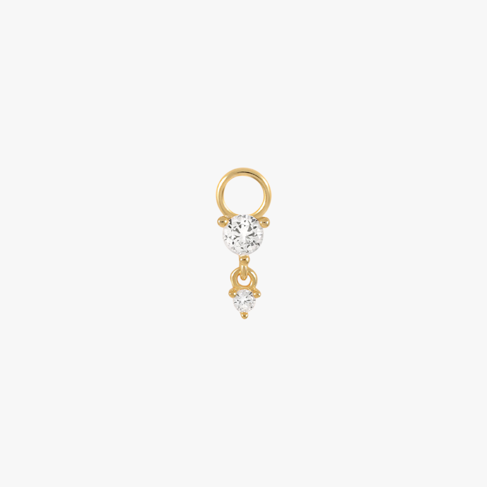 Double Zirconia Drop Earrings Charm