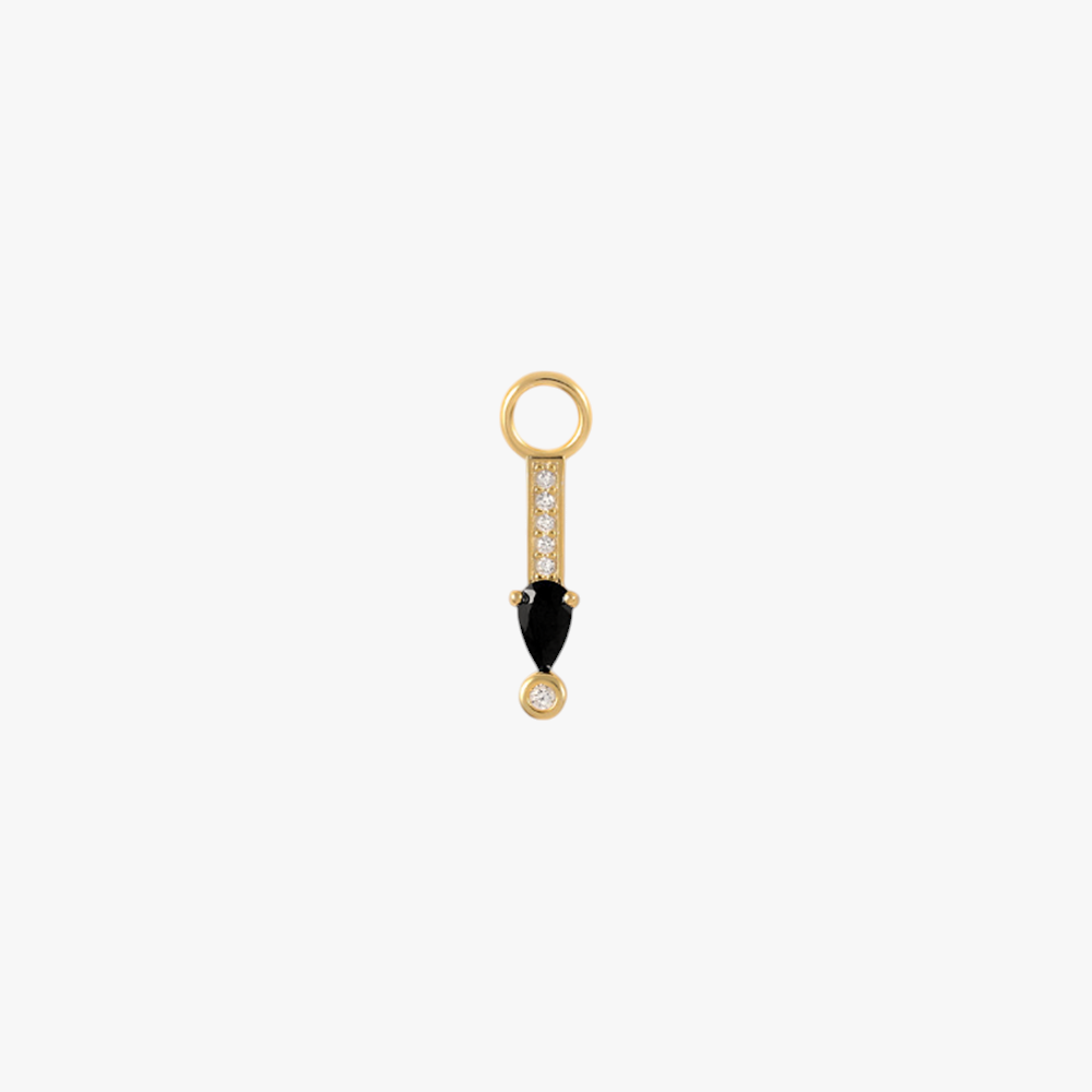 Black Teardrop Earrings Charm with Zirconia Accent