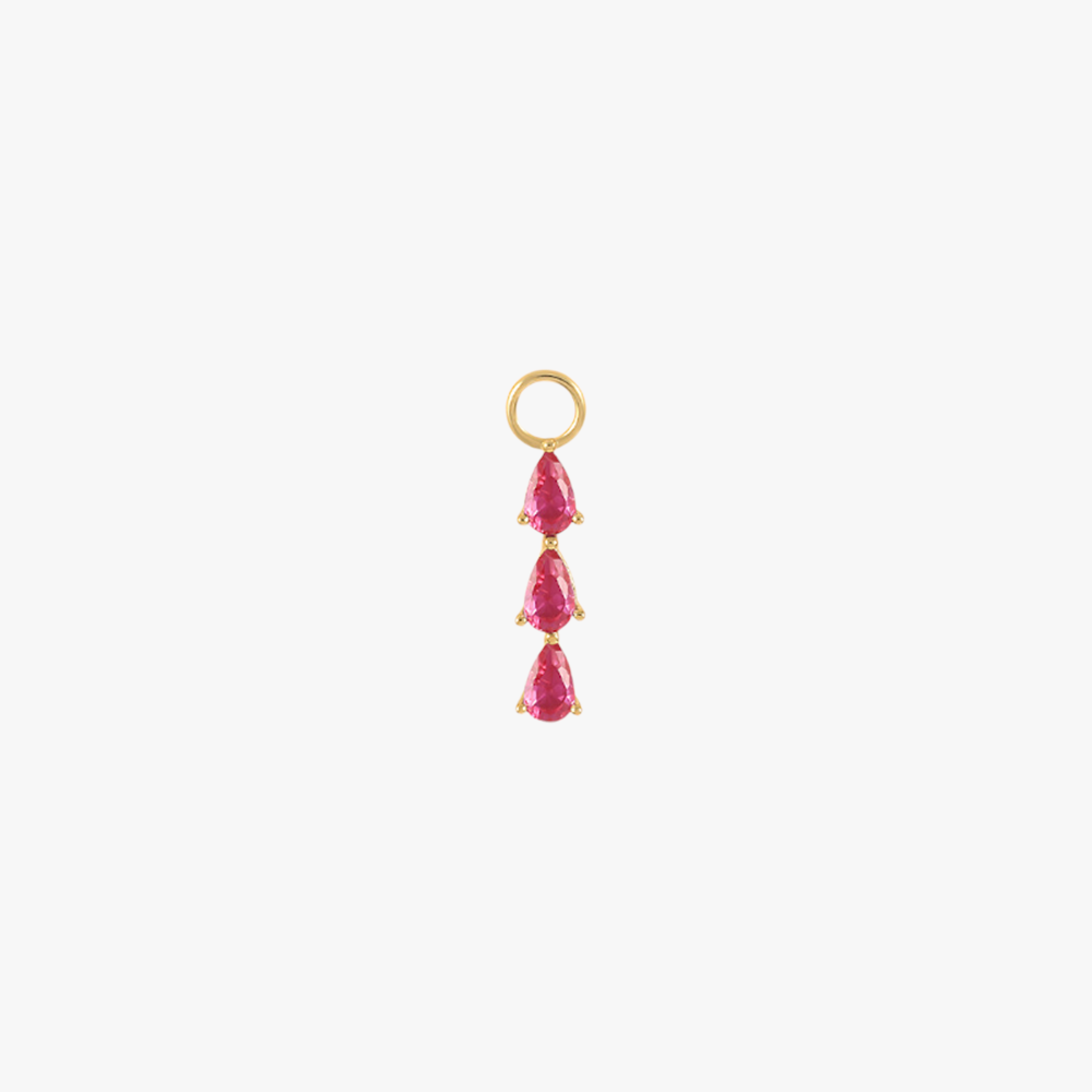 Triple Ruby Teardrop Earrings Charm