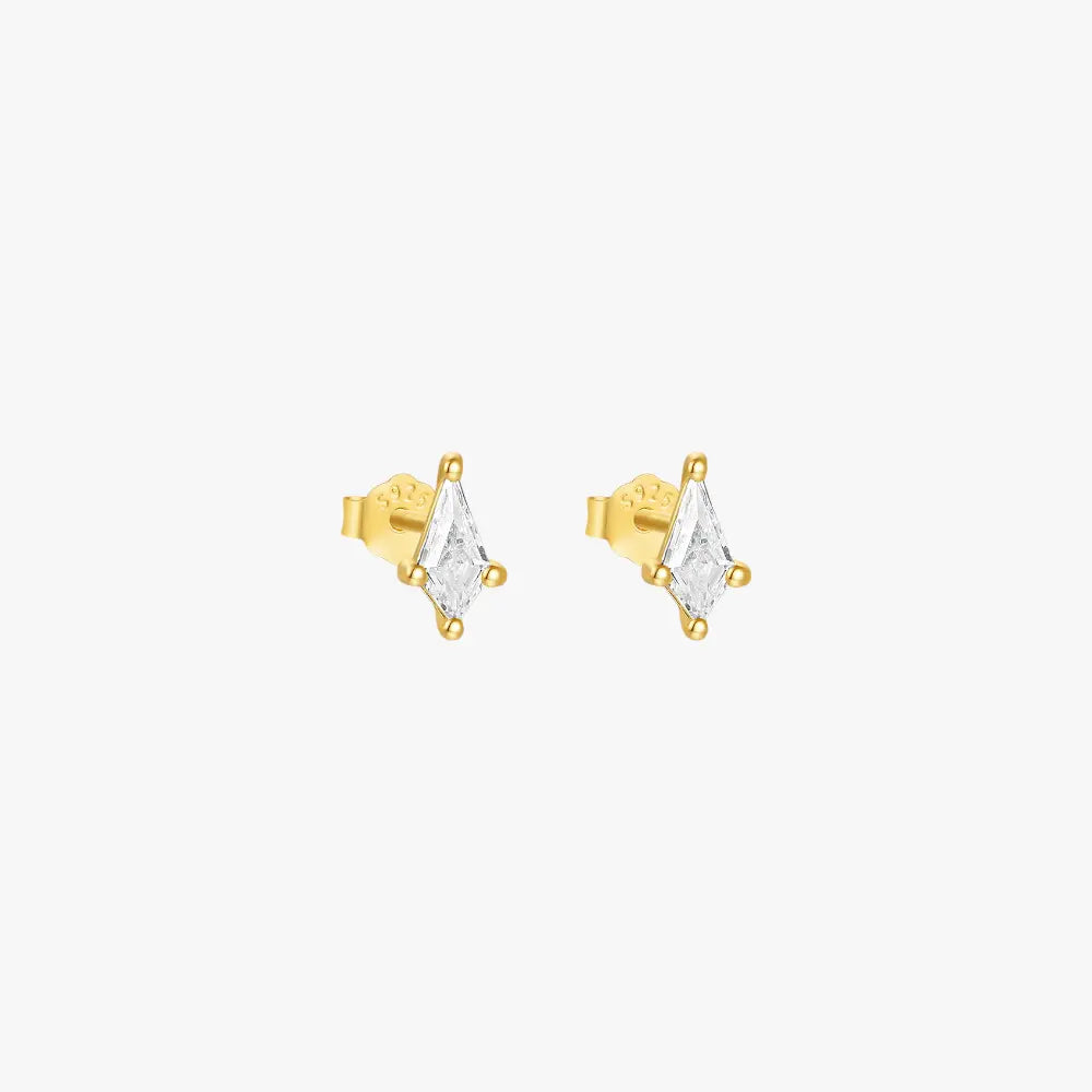 Gold earrings with marquis diamond for an elegant touch.