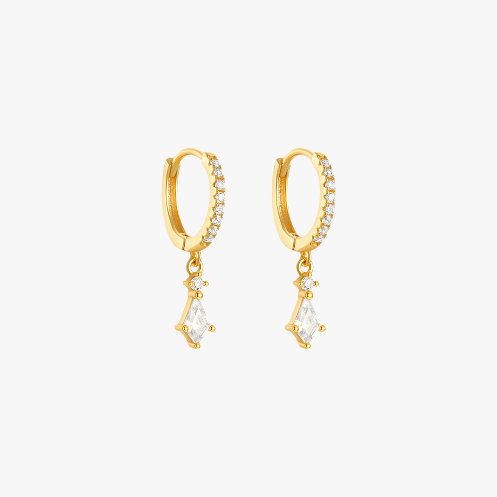 Gold diamond drop earrings, a sophisticated and sparkling accessory.