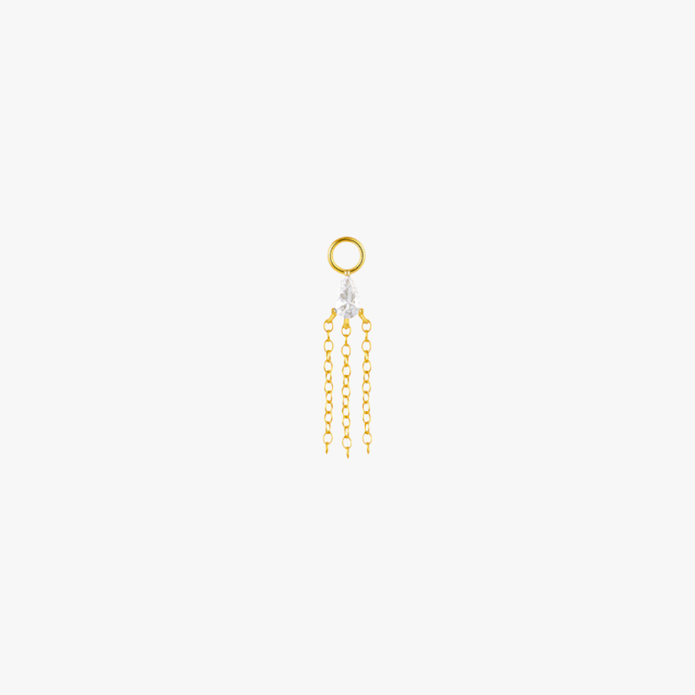 Gold earring charm with opal stone, perfect for adding a subtle glow to your ear stack.