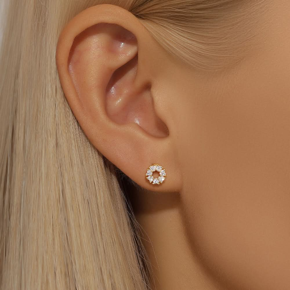 Zirconia Flower Stud Earrings