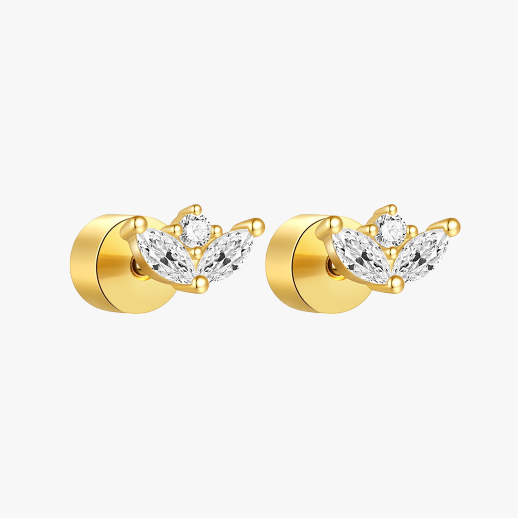 Gold-plated sterling silver marquis zircon earrings, elegant and minimalist design for everyday wear.