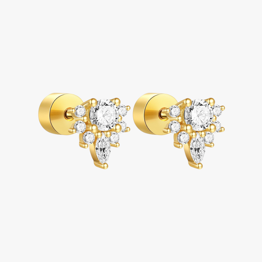 Gold-plated sterling silver zircon cluster earrings for elegant ear styling