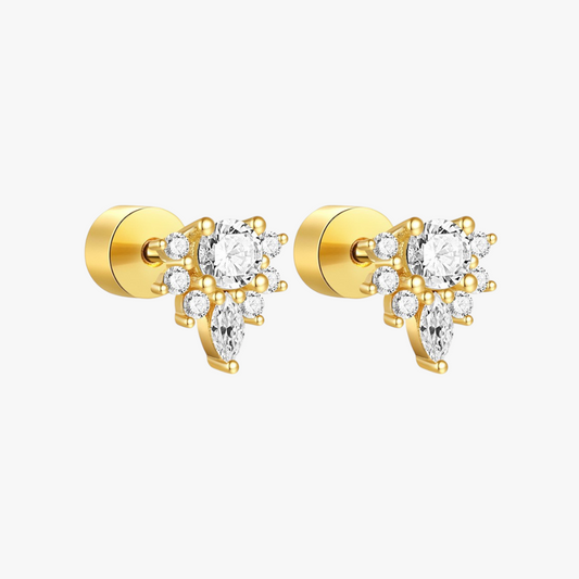 Gold-plated sterling silver zircon cluster earrings for elegant ear styling