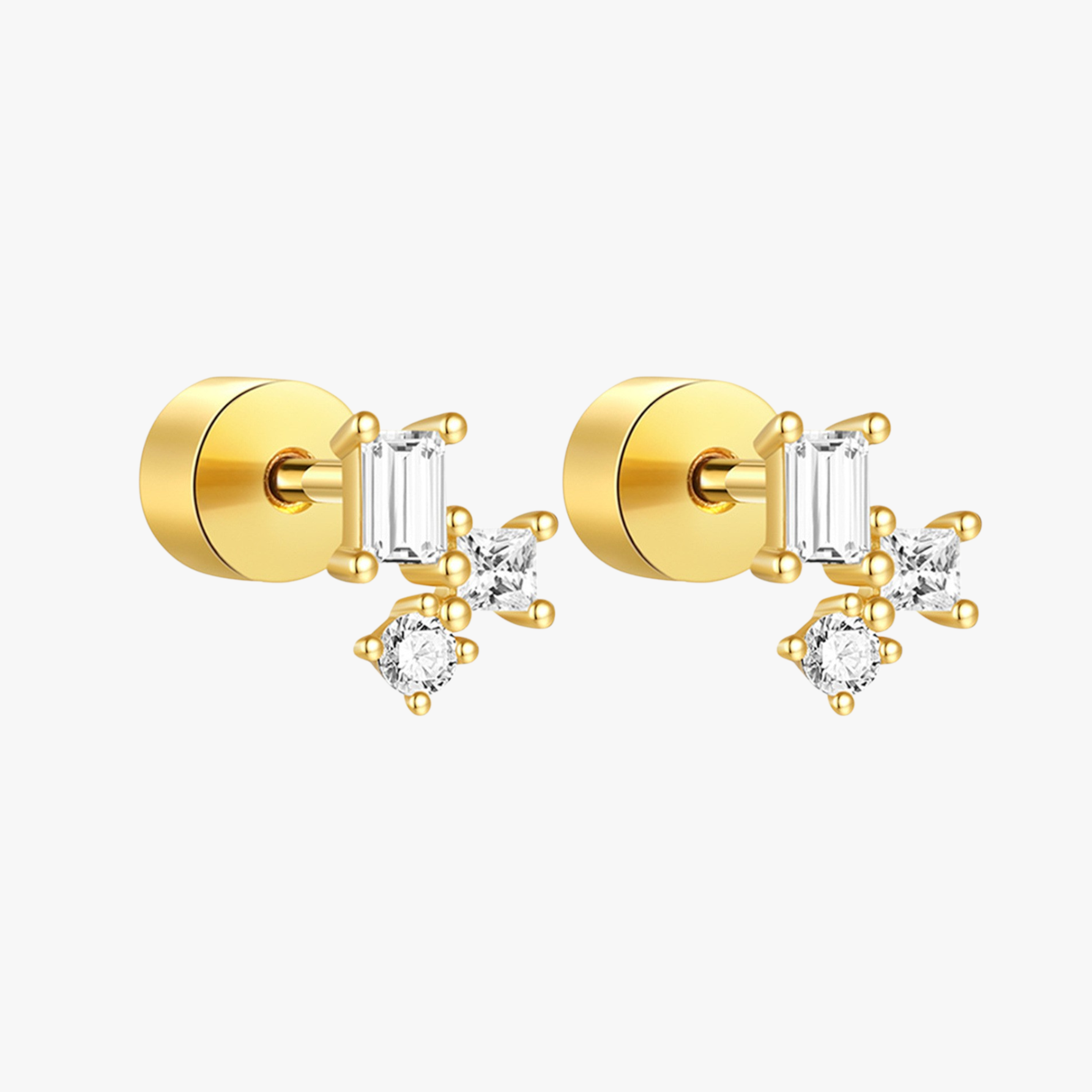 Elegant gold-plated zircon stud earrings for a chic everyday look.