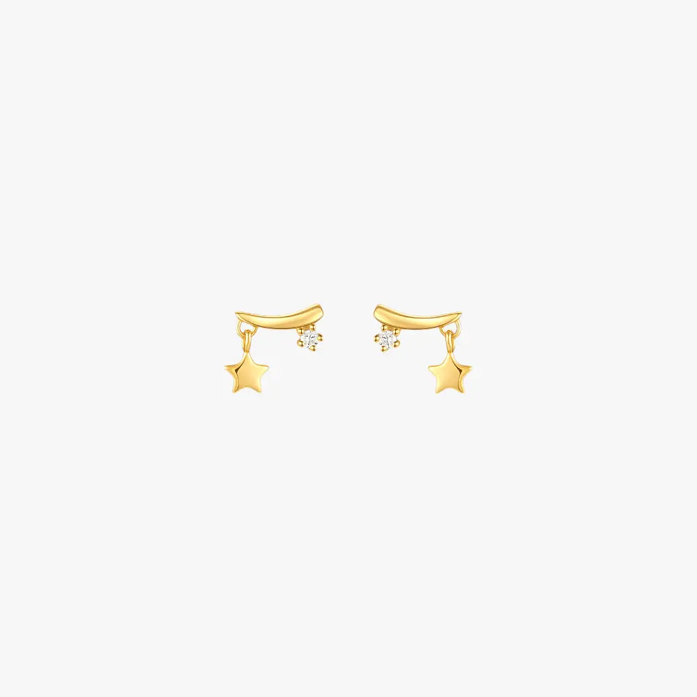 Gold star earrings with simple design, perfect for minimalist style.