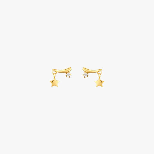 Gold star earrings with simple design, perfect for minimalist style.