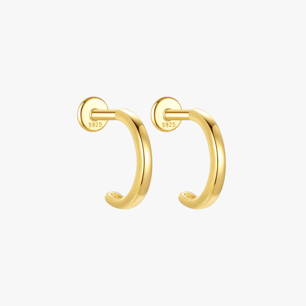 9mm Classic Gold Hoop Earrings - Minimalist S925 Sterling Silver Jewelry for Women