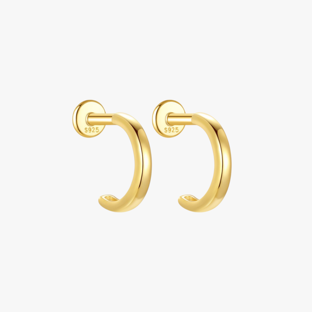 8mm Gold Huggie Hoop Earrings - Waterproof & Tarnish-Free S925 Sterling Silver