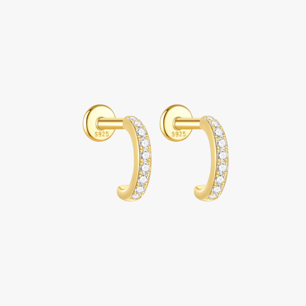 6mm Gold Vermeil Pave Hoop Earrings - Dainty everyday jewelry for women