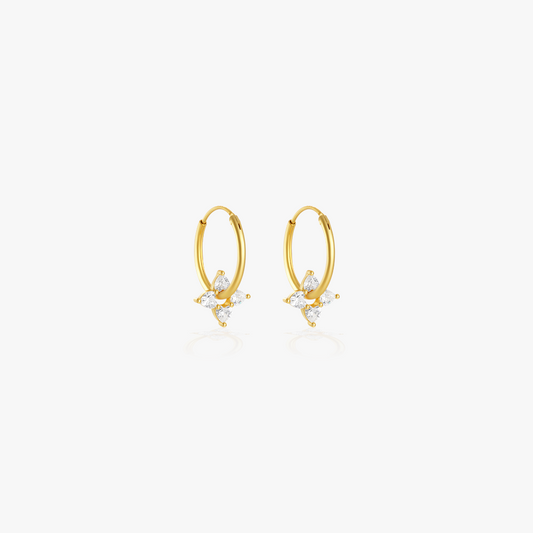 Gold round stud earrings with diamond-like stones for a minimalist yet sophisticated look.