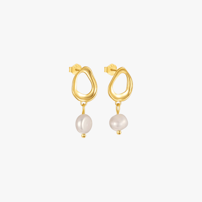 Irregular shaped pearl gold earrings for women, perfect for fashion-forward looks.