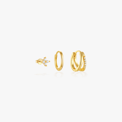 Minimalist diamond flower earrings set in gold