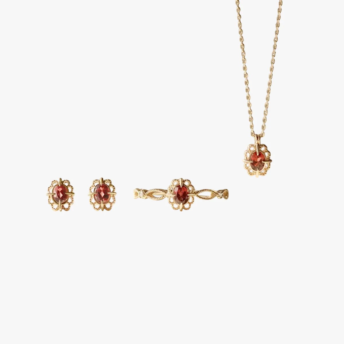 Victorian-Style Garnet Jewelry Set